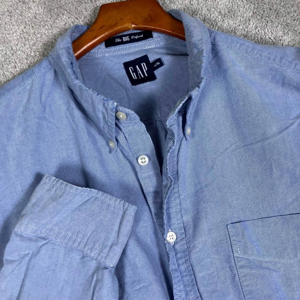 Vintage 90s Gap The BIG Oxford Button Down Shirt Mens XL Blue Long Sleeve Cotton